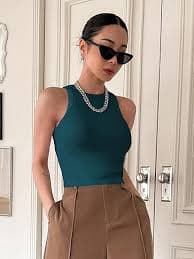 KERI PERRY Crop Top for Women's & Girl's Gym Wear Workout Western Stylish Active Wear Sleeveless Round Neck Ribbed Tank Style Pack of Two : Amazon.in: Clothing & Accessories