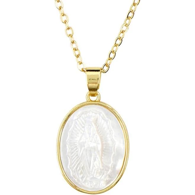 Women's Oval Shaped Our Lady of Guadalupe Pendant Necklace