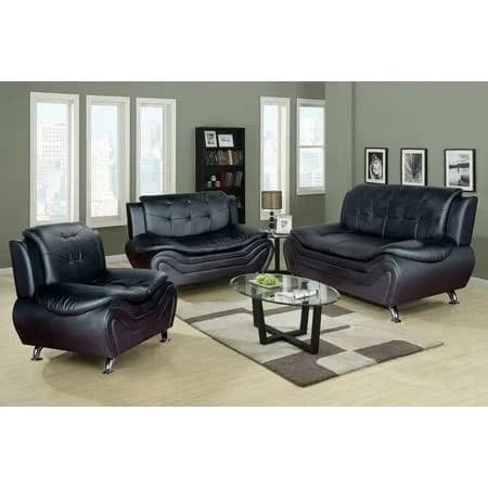 Ceccina Modern Leather 3-Piece Living Room Sofa Set