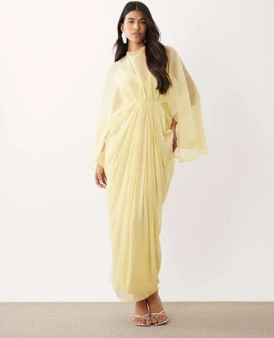 ASOS Draped Cape Bodice Tassel Maxi Dress