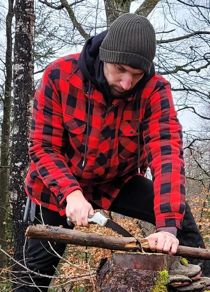 Men's Quilted Flannel Plaid Hooded Shirt Jacket