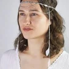 Silver Chain Headpiece for Women, Boho Hair Jewelry, Medieval Forehead Chain, Fairy Festival Crown, Cosplay Accessory