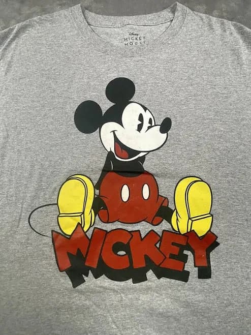 Disney Mickey Mouse Short Sleeve Crew Neck T Shirt Gray Adult Large
