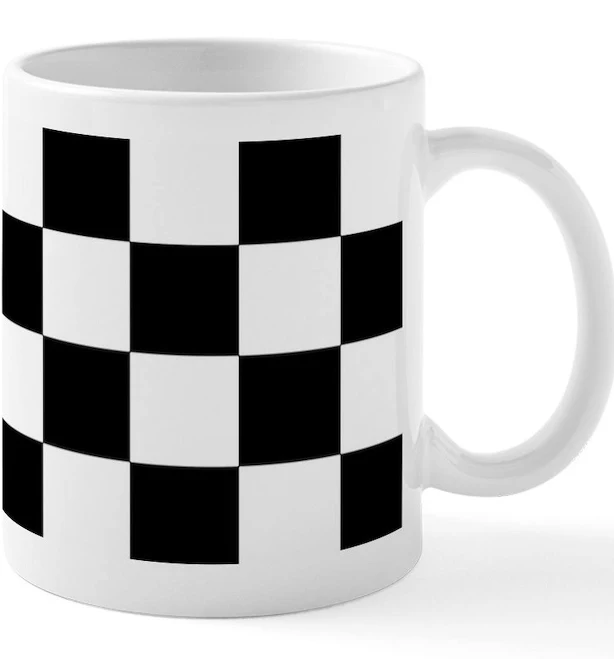 Cafepress Black and White Checkered Pattern Mugs