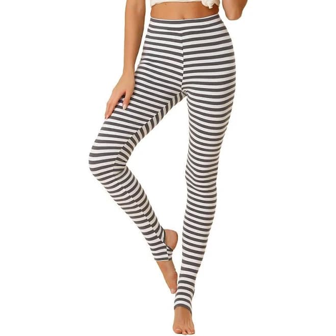 INSPIRE CHIC Women's Printed Stripe High Waist Elastic Waistband Yoga Stirrup Pants