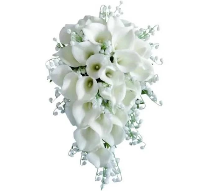 Whitney White Bridal Bouquet Wedding Collection Calla Lily Lilies of the Valley Cascading Waterfall