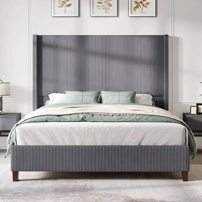 Wade Logan Wauseon Upholstered Wingback Platform Bed
