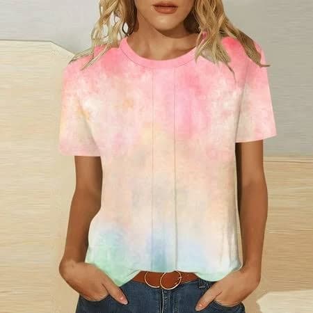 Women's Tie-Dye Print Lightweight Short Sleeve Tee