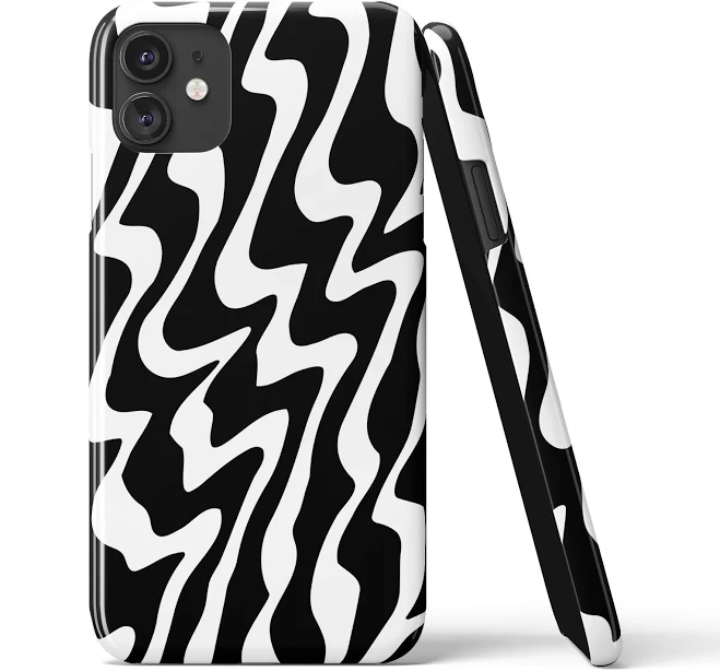 Retro Liquid Swirl Abstract in Black and White iPhone Case