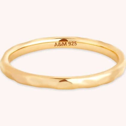 Astrid & Miyu Molten Texture Band Ring Plated Silver