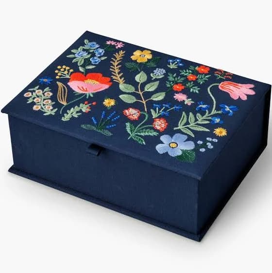Rifle Paper Co. Large Embroidered Keepsake Box Strawberry Fields