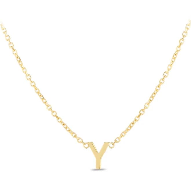 14K Yellow Gold Y 18 Mini Initial Necklace