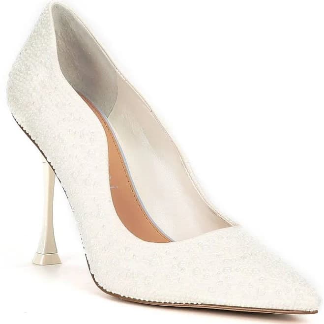 Gianni Bini Bridal Collection Women's Pearl Scalloped Pointed Toe Pumps