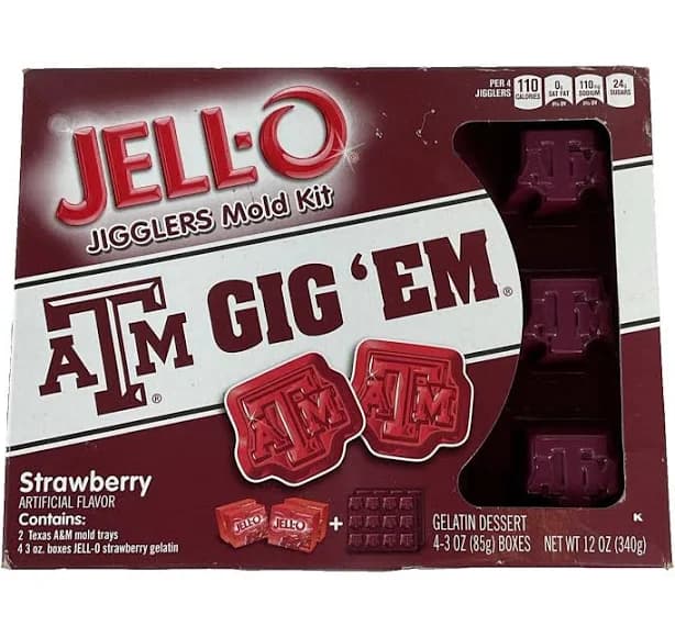 Jell-O Jigglers Texas A & M Jello Mold Tray Kit Shots ATM Gig'em