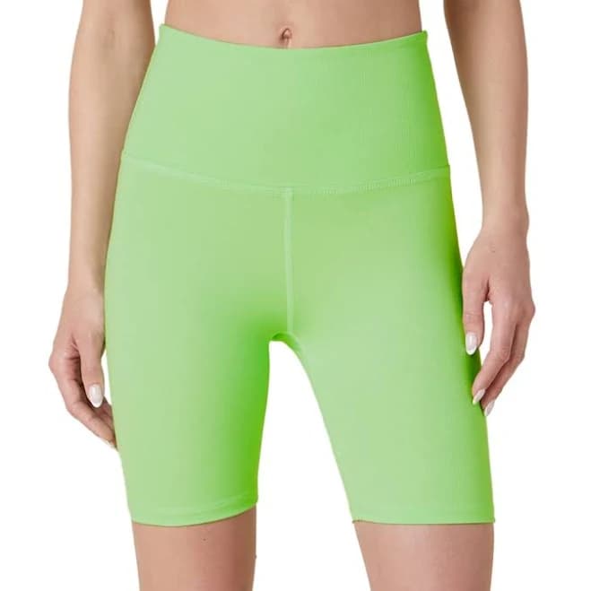 Beyond Yoga Women's Heather Rib High Waisted Biker Shorts