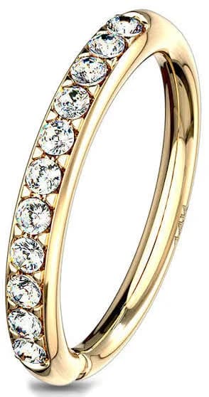 14K Solid Gold CZ Paved Bendable Hoop Ring