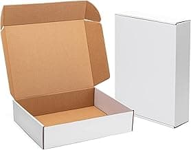 Shipping Boxes 13x10x3 Inches 20 Pack White Corrugated Cardboard Mailing Box for Small Business, Tab Locking Literature Mailer Packaging Supplies for Packing Book Gifts Craft