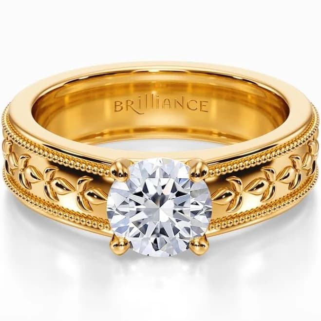 Antique Wide Band Engagement Ring