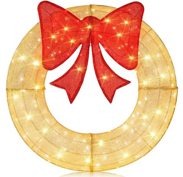 Alcott Hill 48" Pre-lit Christmas Wreath with 200 LED Lights and Red Bow