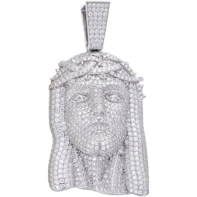 925 Silver Moissanite Fully Iced Jesus Pendant
