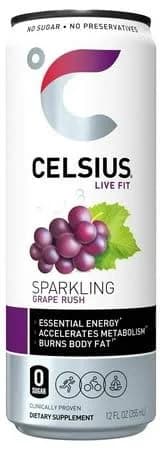 Celsius Zero Sugar Sparkling Energy Drink Grape Rush 12 oz (Pack of 2)