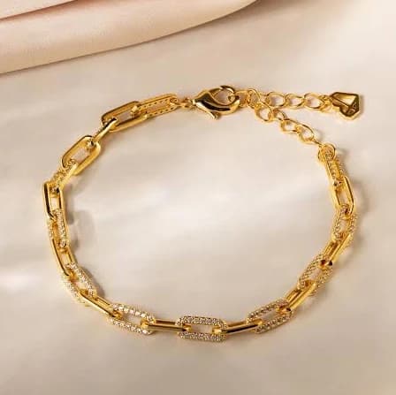 Caitlyn Minimalist Pave Diamond Paperclip Link Chain