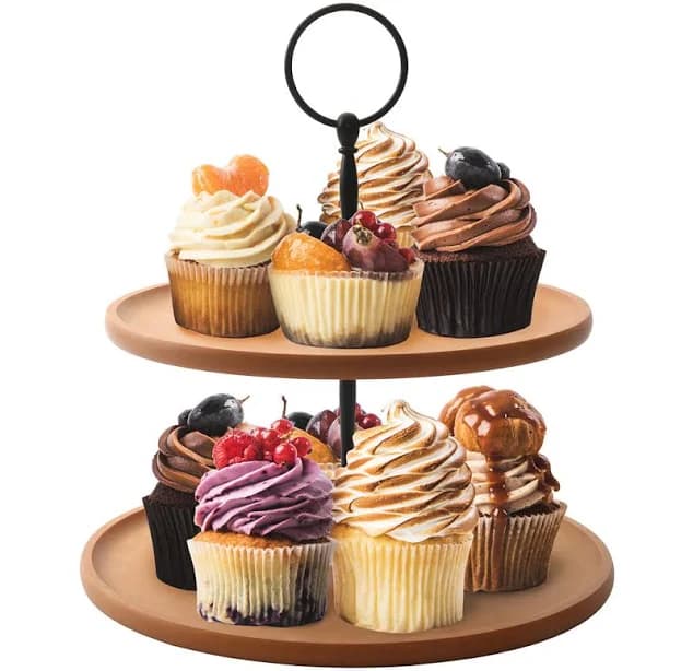 Latitude Run Konnie 2 Tier Wood Cake Stand
