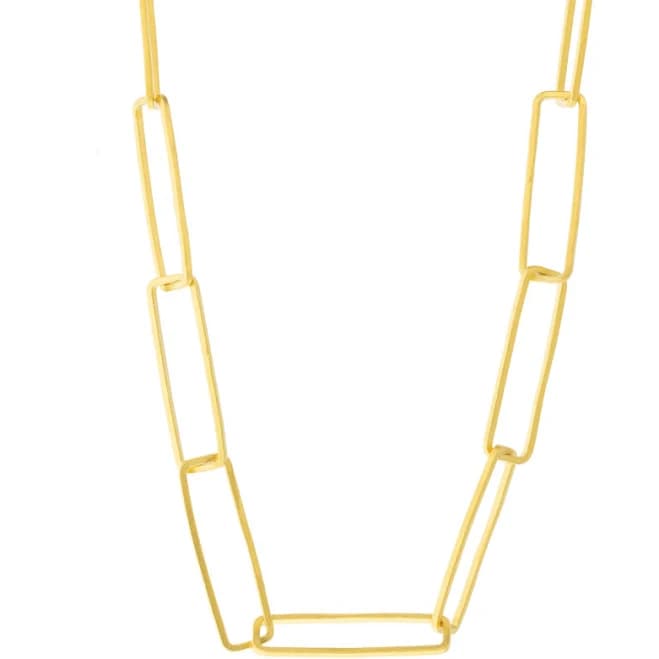Gold Plate Rectangular Link Chain Necklace