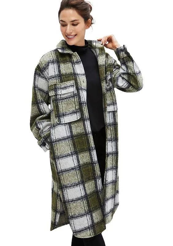 ellos Plus Size Women's Wool Blend Long Shirt Jacket