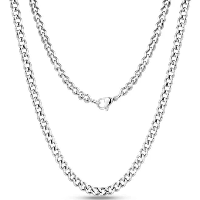 a.r.z steel 5mm Stainless Steel Cuban Link Chain Necklace