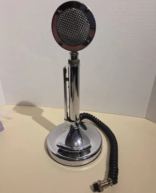 Astatic Chrome D-104 Desktop Microphone Untested 4 Pin With Label