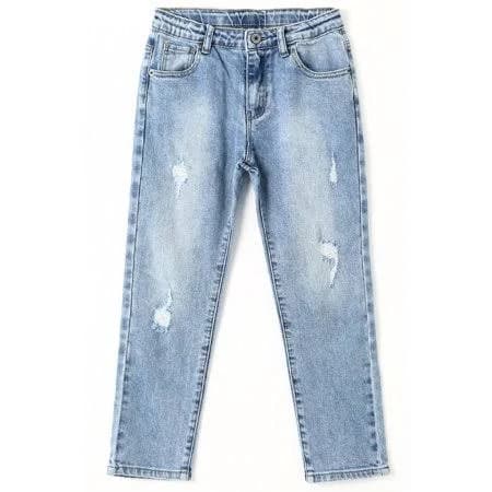 Kidscool Space Kids Ripped Holes Elastic Band Inside Slim Jeans
