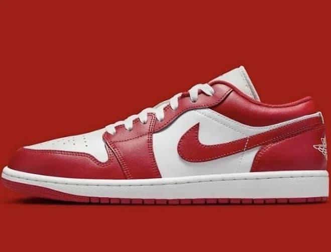Nike Air Jordan 1 Low Shoes Summit White Varsity Red 553558-166 Men's Sizes