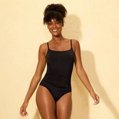 Shade & Shore Women's Smoothing Shirred Scoop Neck Full Coverage One Piece