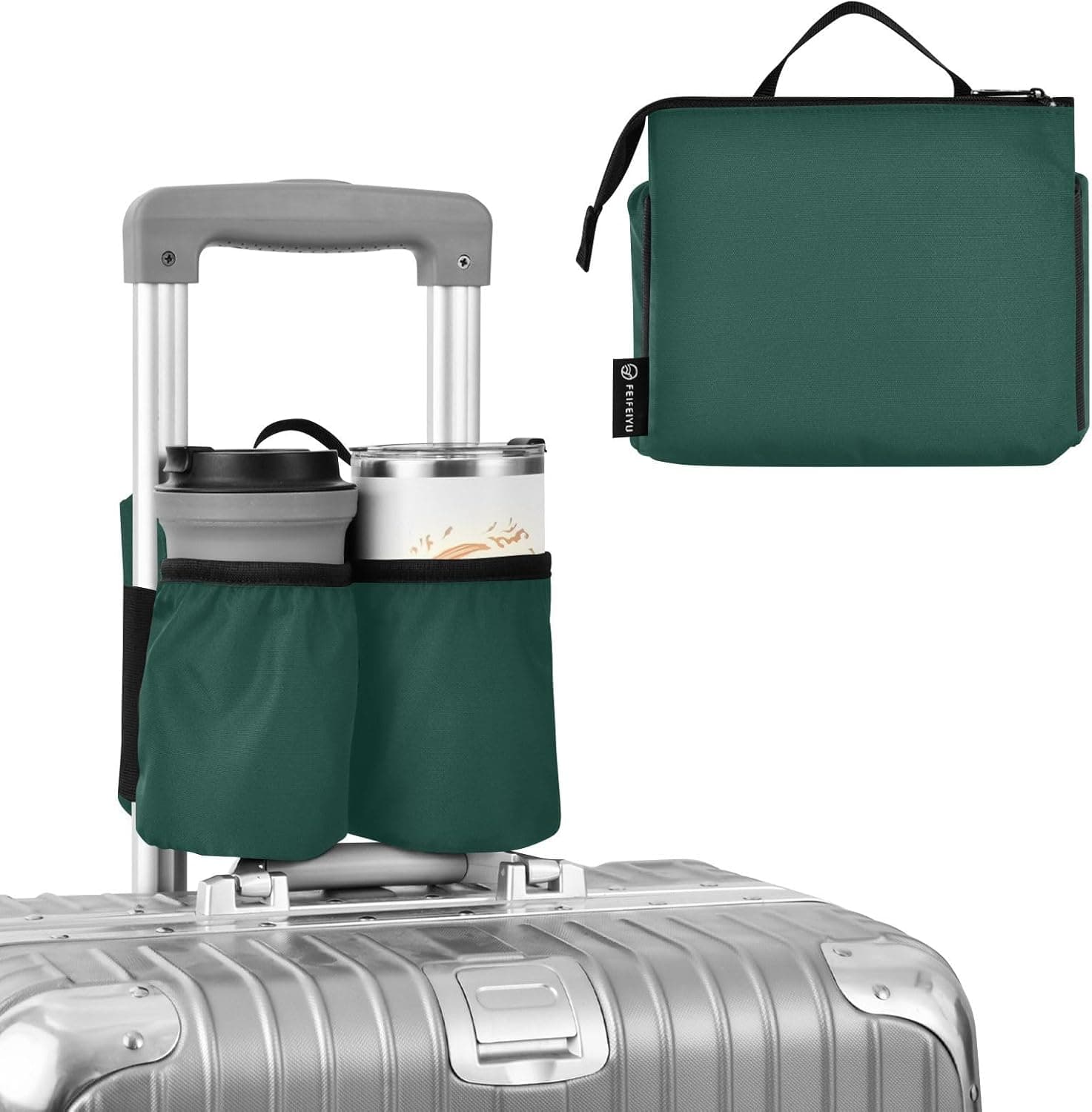 Amazon.com: DOMIKING Lake Blue Travel Luggage Cup Holder for Suitcase Free Hands Travel Drink Bags for Coffee Mug Bottles : Clothing, Shoes & Jewelry