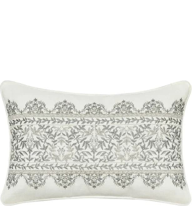 J. Queen New York Arbour Grove Leaf Embroidered Medallion Silhouette Boudoir Pillow
