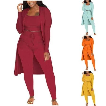 Feancey Women's Ribbed Knit Lounge Set with Pockets