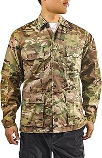 BACKBONE Mens Army Military Battle Dress Uniform BDU Shirt Camo Top Jacket