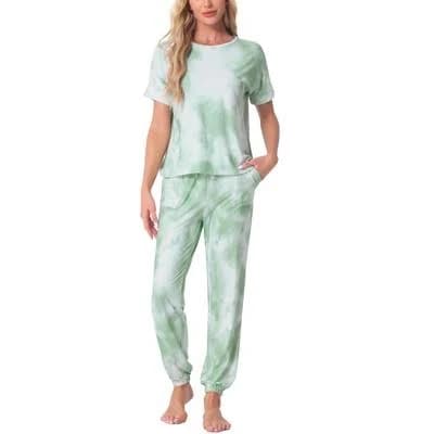Women's Tie Dye T-Shirt with Pants Pajama Set