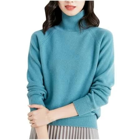 Women's High Neck Raglan Long Sleeve Ribbed Knit Sweater