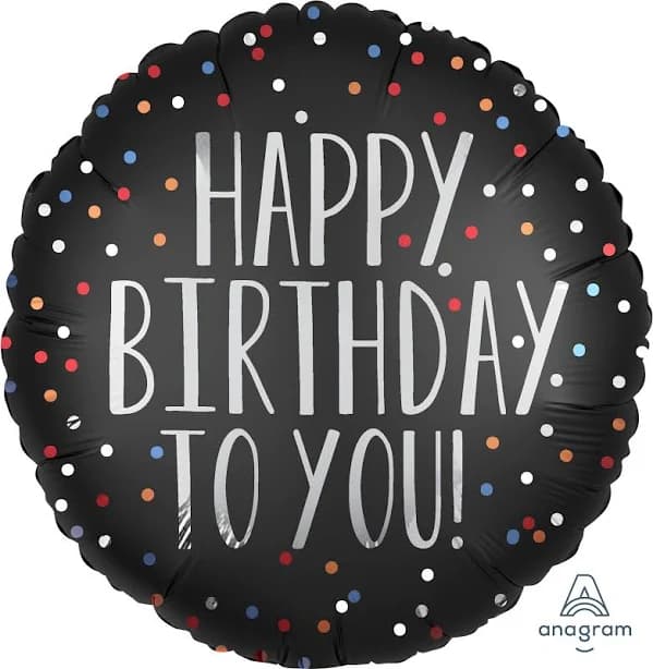 Anagram Happy Birthday to You Satin Dots Balloon