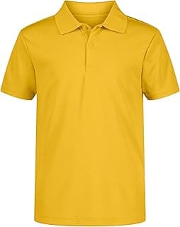 Boys' School Uniform Short Sleeve Polo Shirt, Button Closure, Moisture Wicking Performance Material