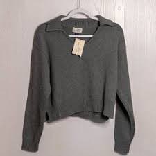 Universal Thread | Sweaters | Universal Thread Size Small Vneck Blush Pink Brown Cream Sweater Puff Sleeve | Poshmark