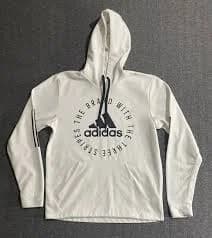 Adidas Mens Hoodie WhiteSweatshirt Kangaroo Pocket Circle Logo Size M