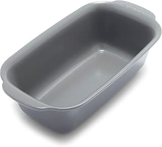 Premiere Ovenware Healthy Ceramic Nonstick 1 lb. Loaf Baking Pan, PFOA & PFAS-Free, Warp-Free Bakeware, Durable Quick Heating Baking Tray, Oven and Broiler Safe to 600F, Dishwasher Safe, Gray