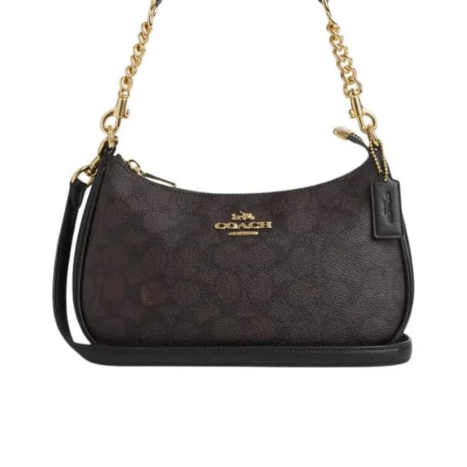 Coach Ca548 Women’s Teri Shoulder Bag In Signature Canvas Gold/brown