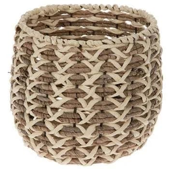 Two-Tone Round Woven Basket