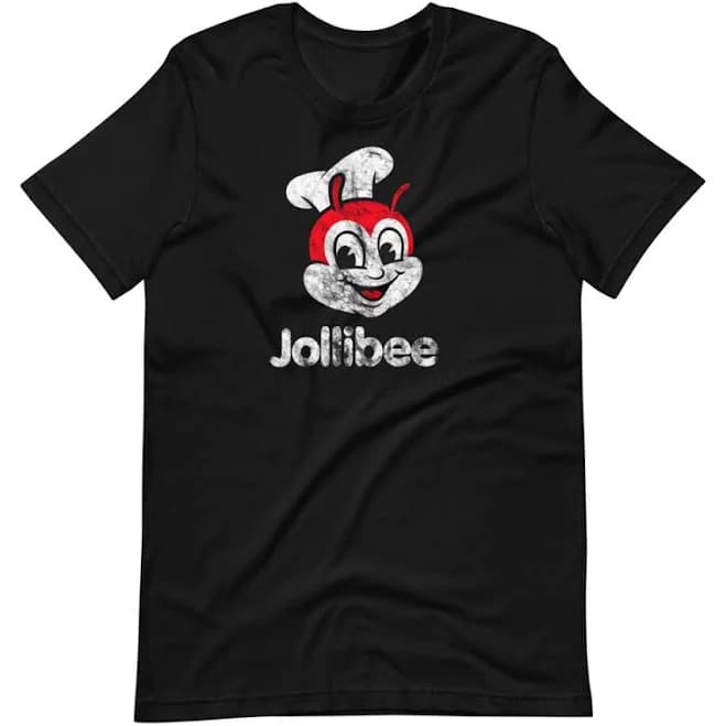 Jollibee Vintage Style Retro Distressed Black Tee Short-sleeve Unisex