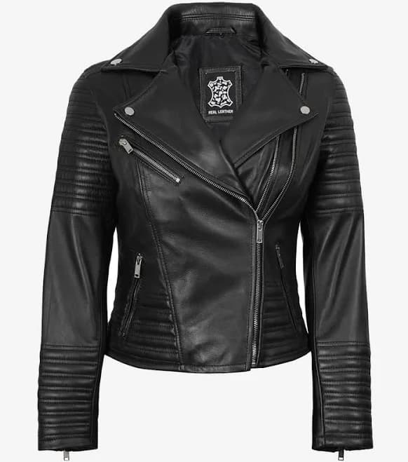FJackets Women's Asymmetrical Lambskin Leather Motorcycle Jacket