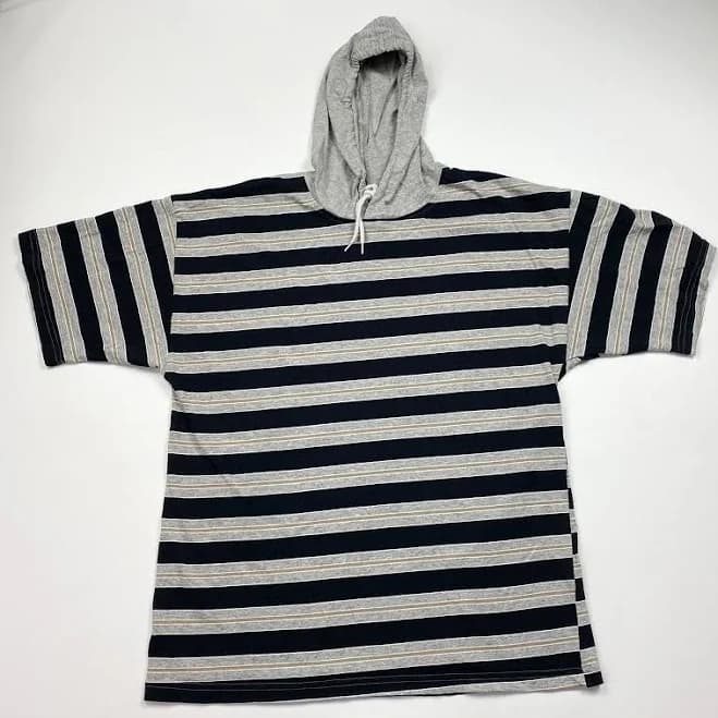 Men’s Vintage Frank Short Sleeve Striped Hooded T-shirt Size Medium
